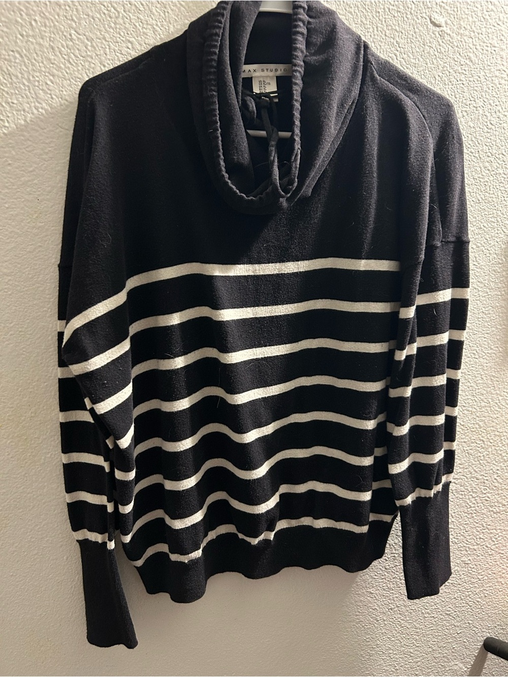 Max Studio Black Hooded Knit Sweater
